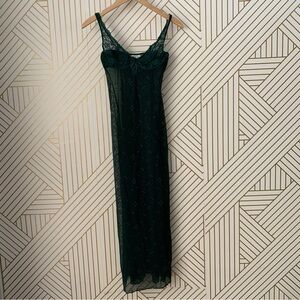 Vintage La Senza Lace slip dress structured bust maxi long fitted forest nymph M